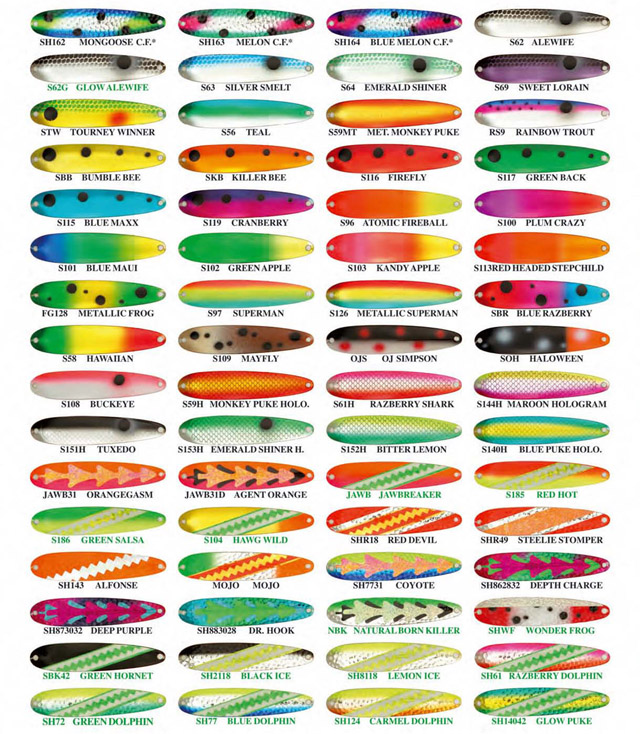 Michigan Stinger Spoons Color Chart