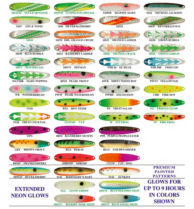 Michigan Stinger Spoons Color Chart